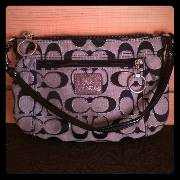 Coach Handbags - Coach Black/Silver smaller hand purse/wristlet